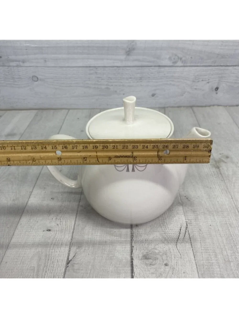 60's Franciscan MERRY-GO-ROUND Japan Gray Pink Border China 4 Cup Lidded Teapot